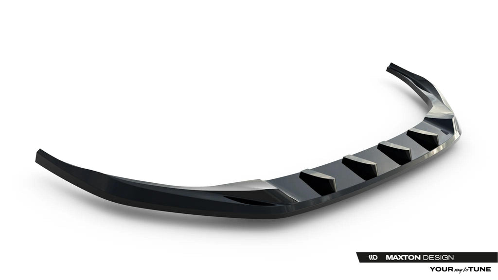 Maxton Design Street+ Spoilerlippe Front Ansatz V.2 Passend für Audi A3 Limousine 8Y Facelift Schwarz Hochglanz