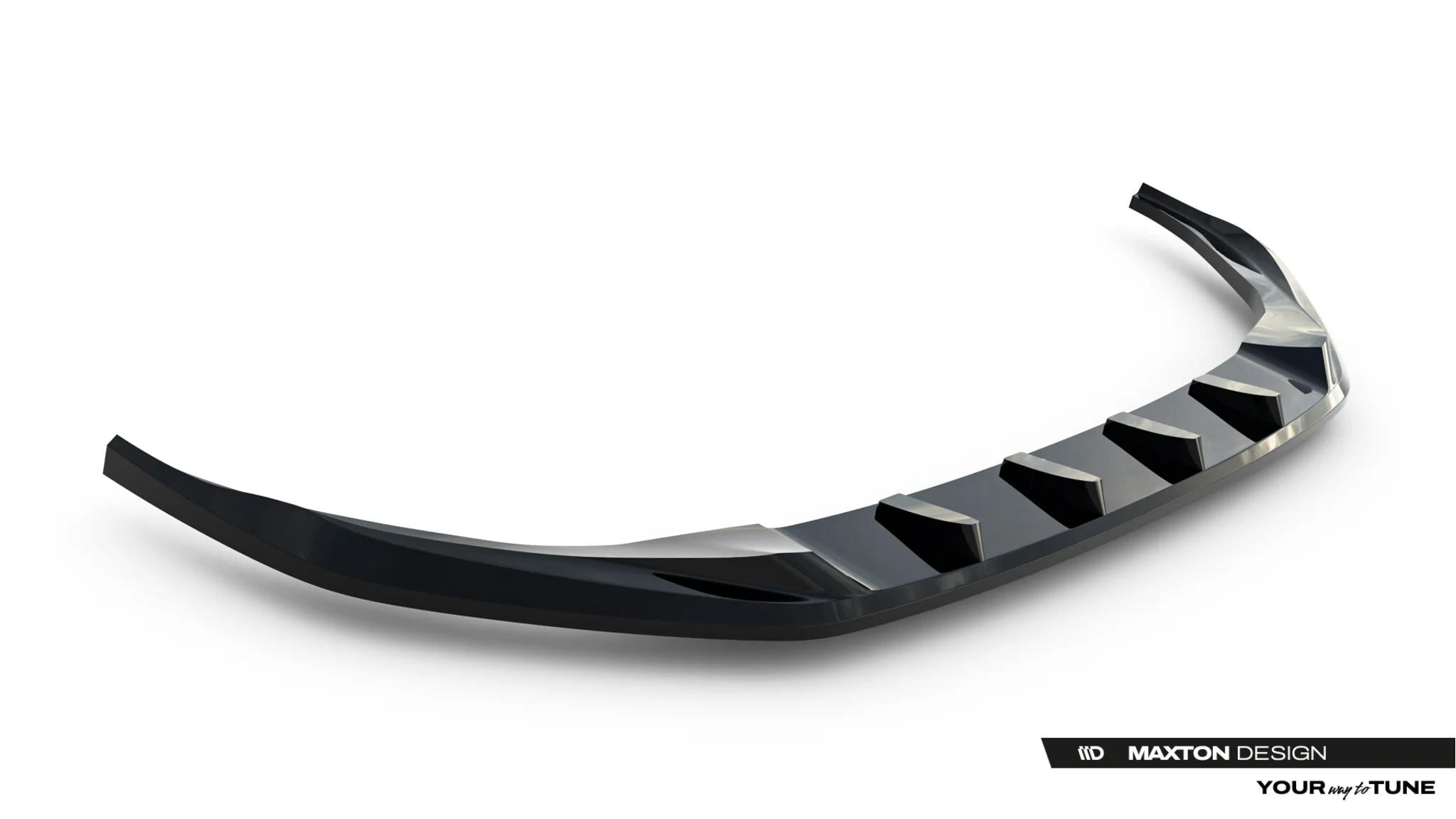 Maxton Design Street+ Spoilerlippe Front Ansatz V.2 Passend für Audi A3 Limousine 8Y Facelift Schwarz Hochglanz