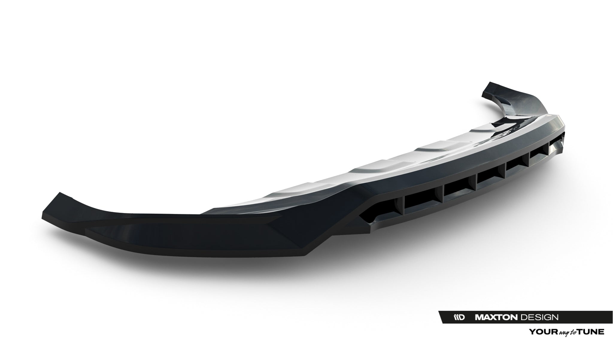 Maxton Design Street+ Spoilerlippe Front Ansatz passend für VW Touareg R-Line Mk3 Facelift schwarz Hochglanz