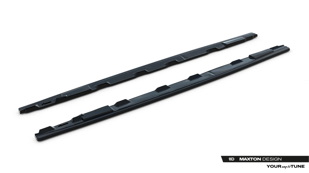 Maxton Design Street+ Seitenschweller Leisten Passend für V.1 Passend für Audi S5 / A5 S-Line Coupe F5 Schwarz Hochglanz