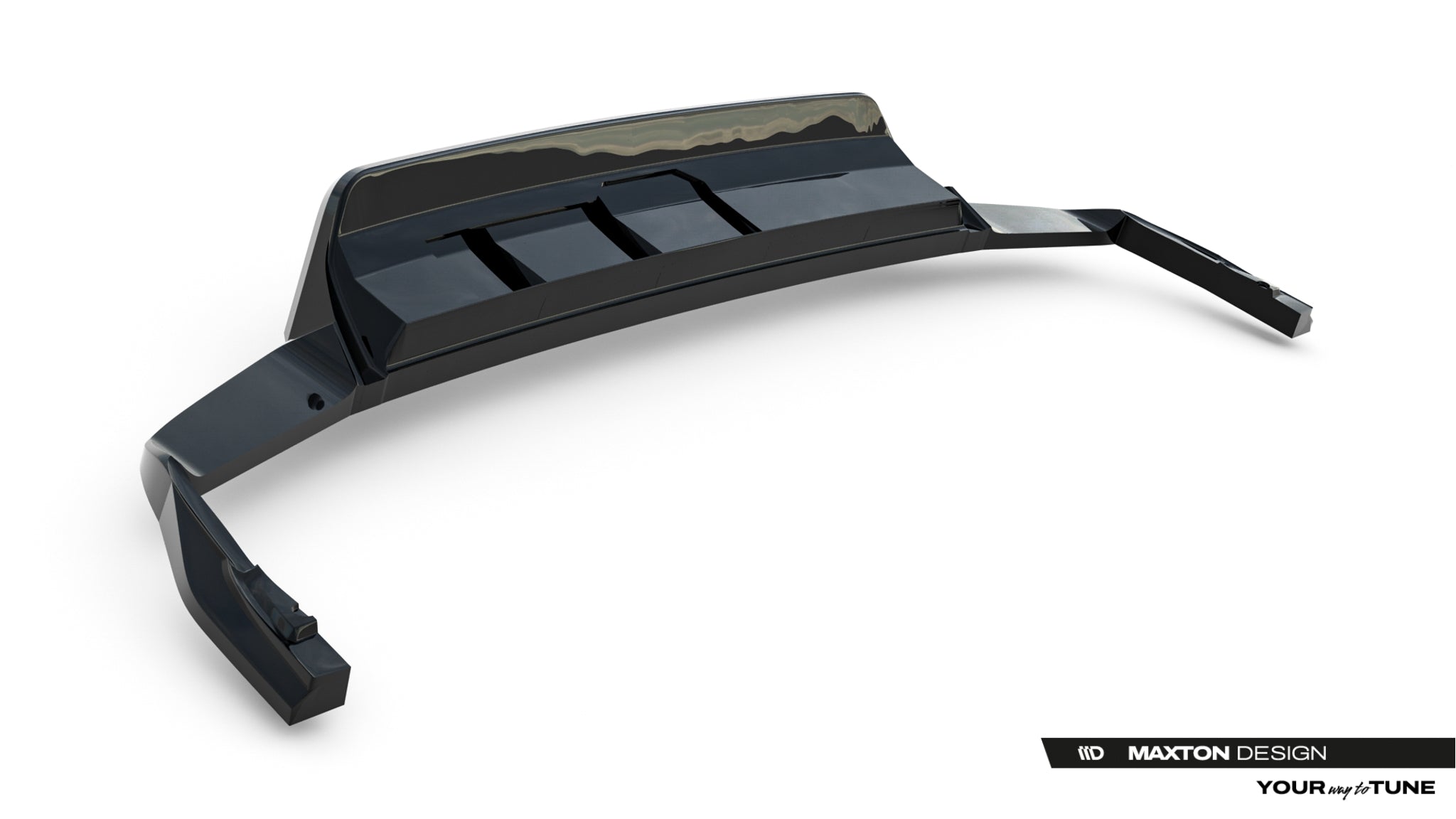 Maxton Design Street+ Mittlerer Diffusor RACE passend für VW Touareg R-Line Mk3 Facelift schwarz Hochglanz
