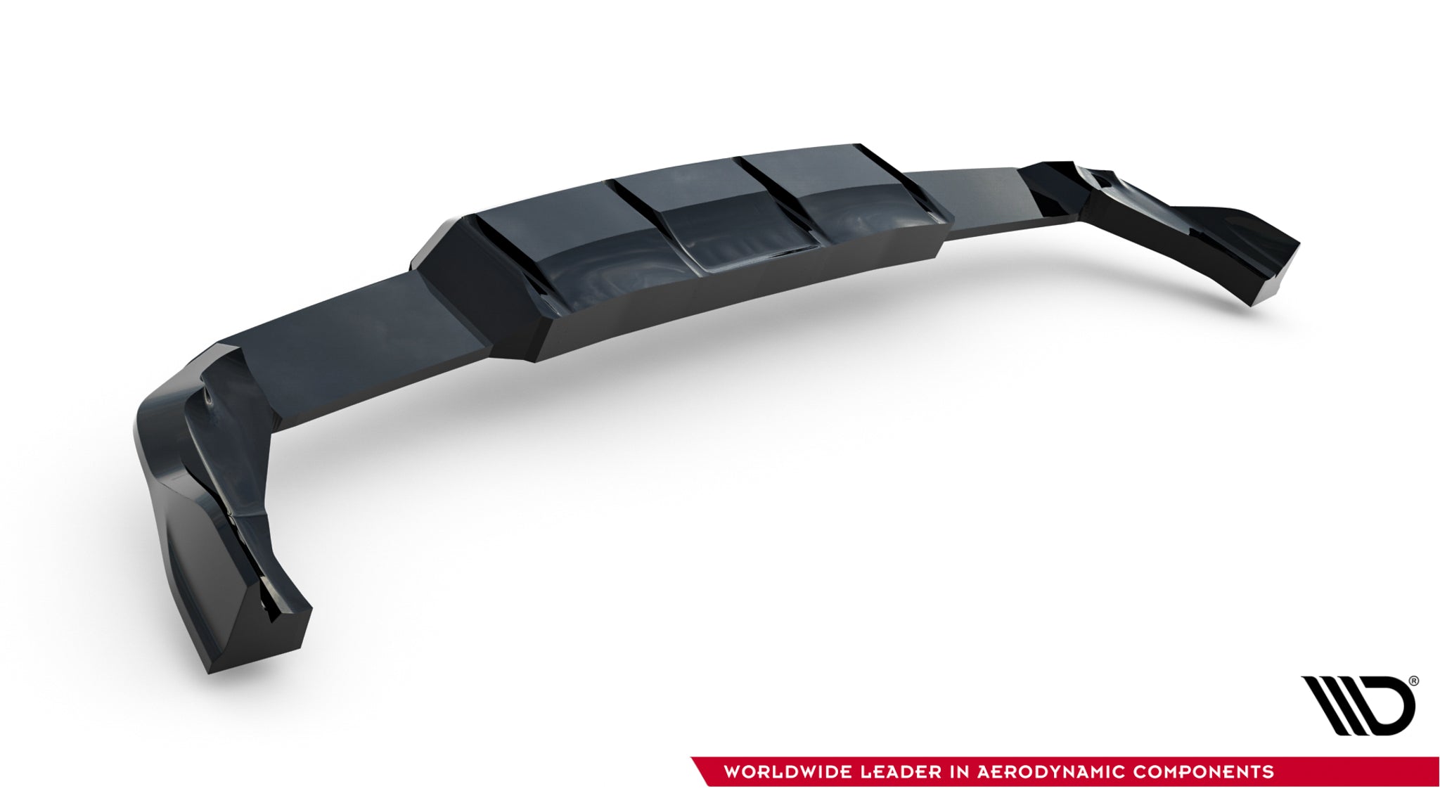 Maxton Design Street+ Mittlerer Diffusor RACE passend für V.1 VW Golf R Hatchback Mk8 / Mk8 Facelift schwarz Hochglanz