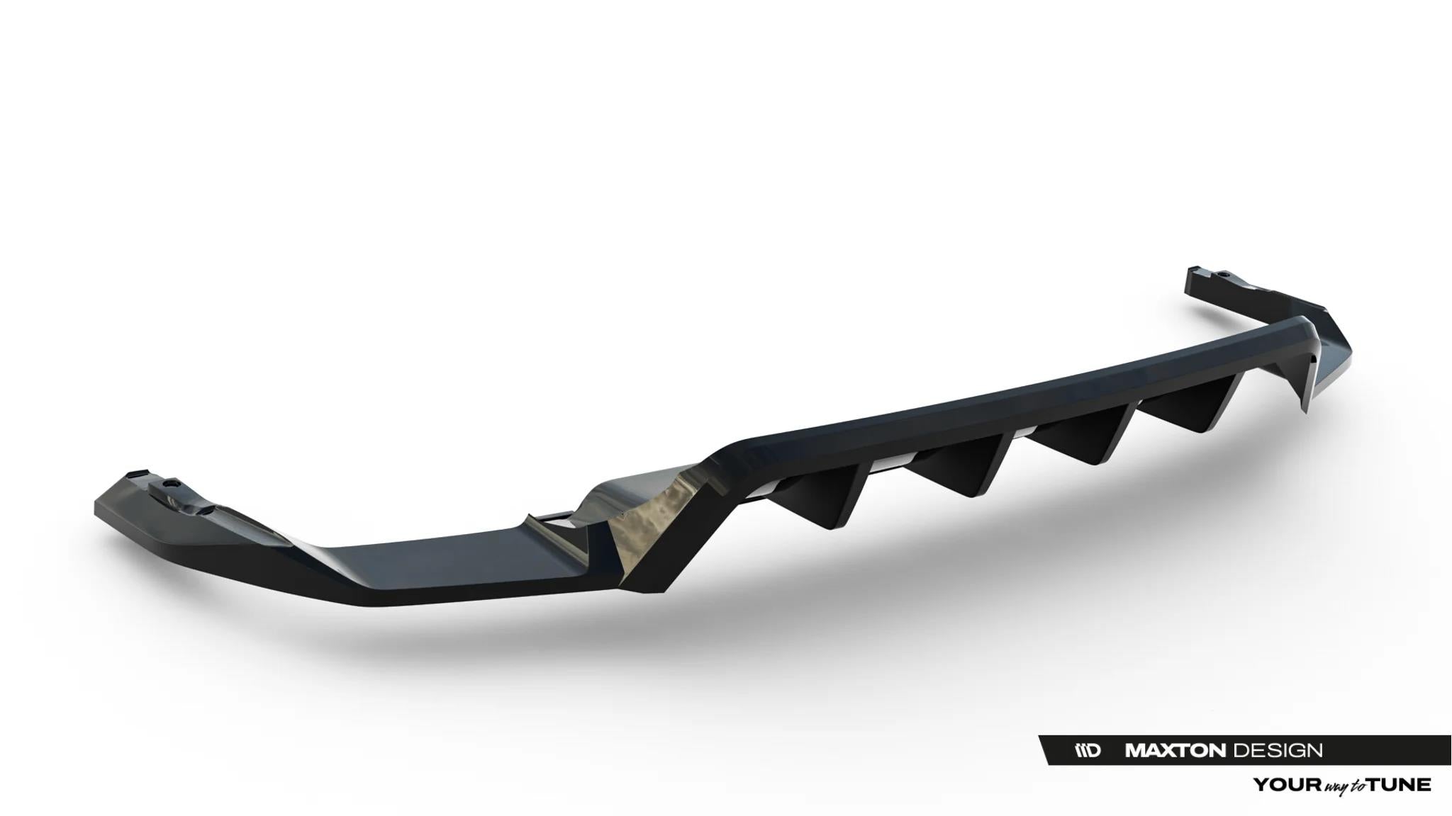 Maxton Design Street+ Mittlerer Diffusor Race Passend für VW Touareg Elegance Mk3 Facelift Schwarz Hochglanz
