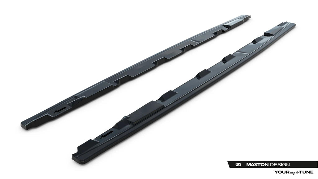Maxton Design Street+ Seitenschweller Leisten Passend für V.1 Passend für Audi S5 / A5 S-Line Coupe F5 Schwarz Hochglanz