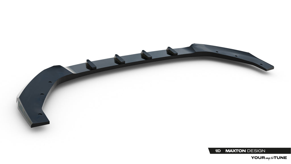 Maxton Design Street+ Spoilerlippe Front Ansatz Passend für Ford Transit Custom Msrt Mk2 Schwarz Hochglanz