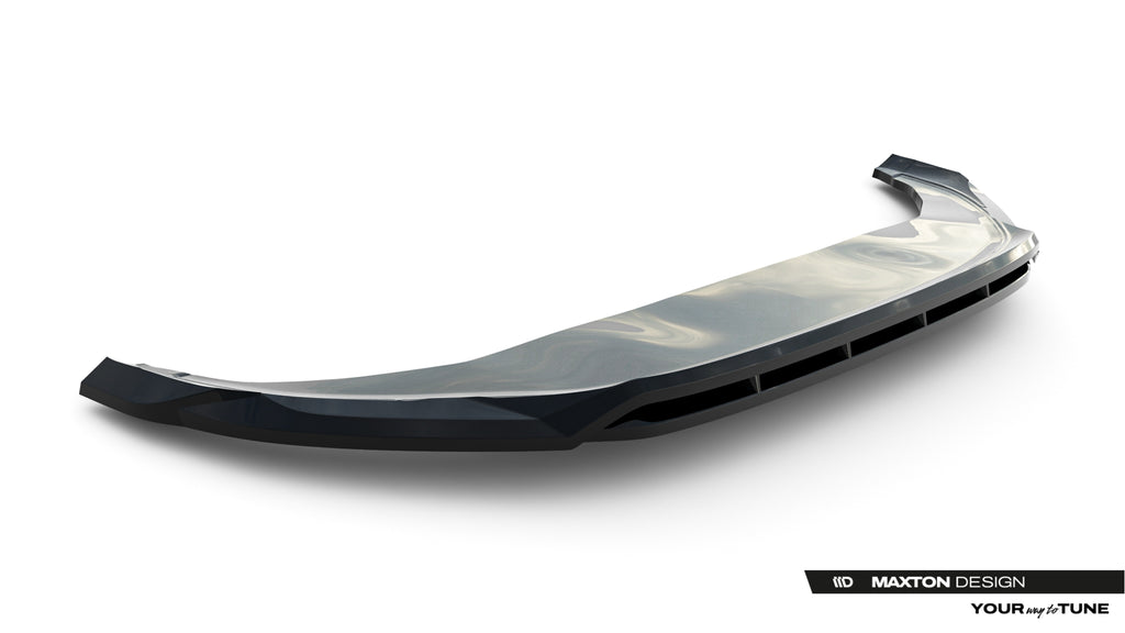 Maxton Design Street+ Spoilerlippe Front Ansatz V.2 passend für VW Tiguan R-Line Mk3 schwarz Hochglanz