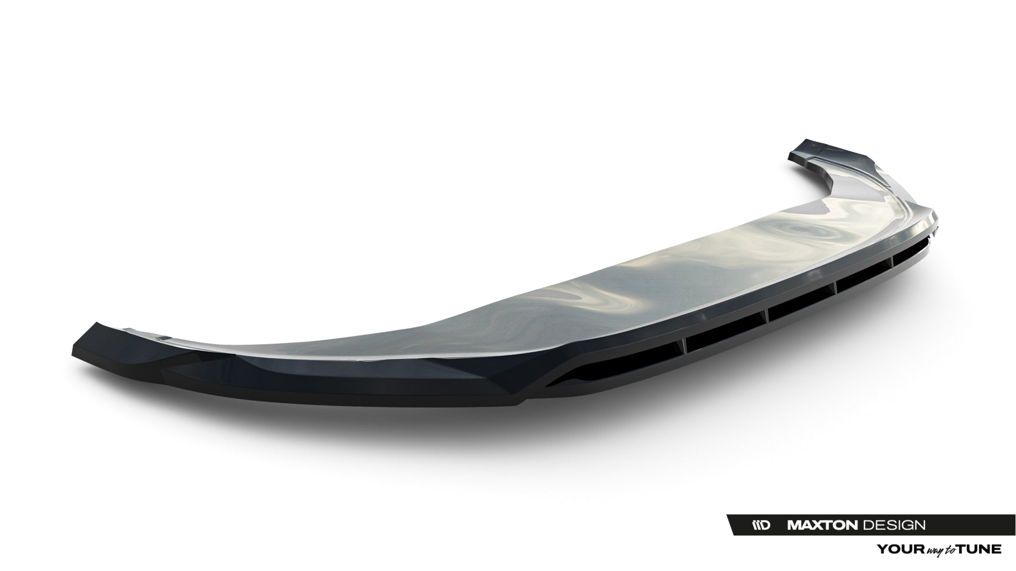 Maxton Design Street+ Spoilerlippe Front Ansatz V.2 passend für VW Tiguan R-Line Mk3 schwarz Hochglanz