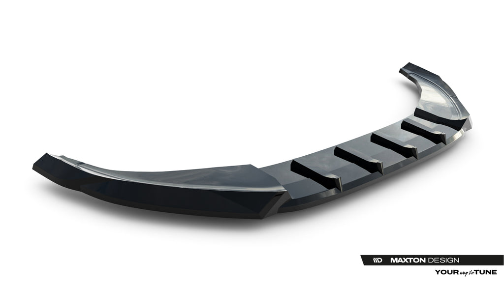 Maxton Design Street+ Spoilerlippe Front Ansatz V.1 passend für VW Tiguan R-Line Mk3 schwarz Hochglanz