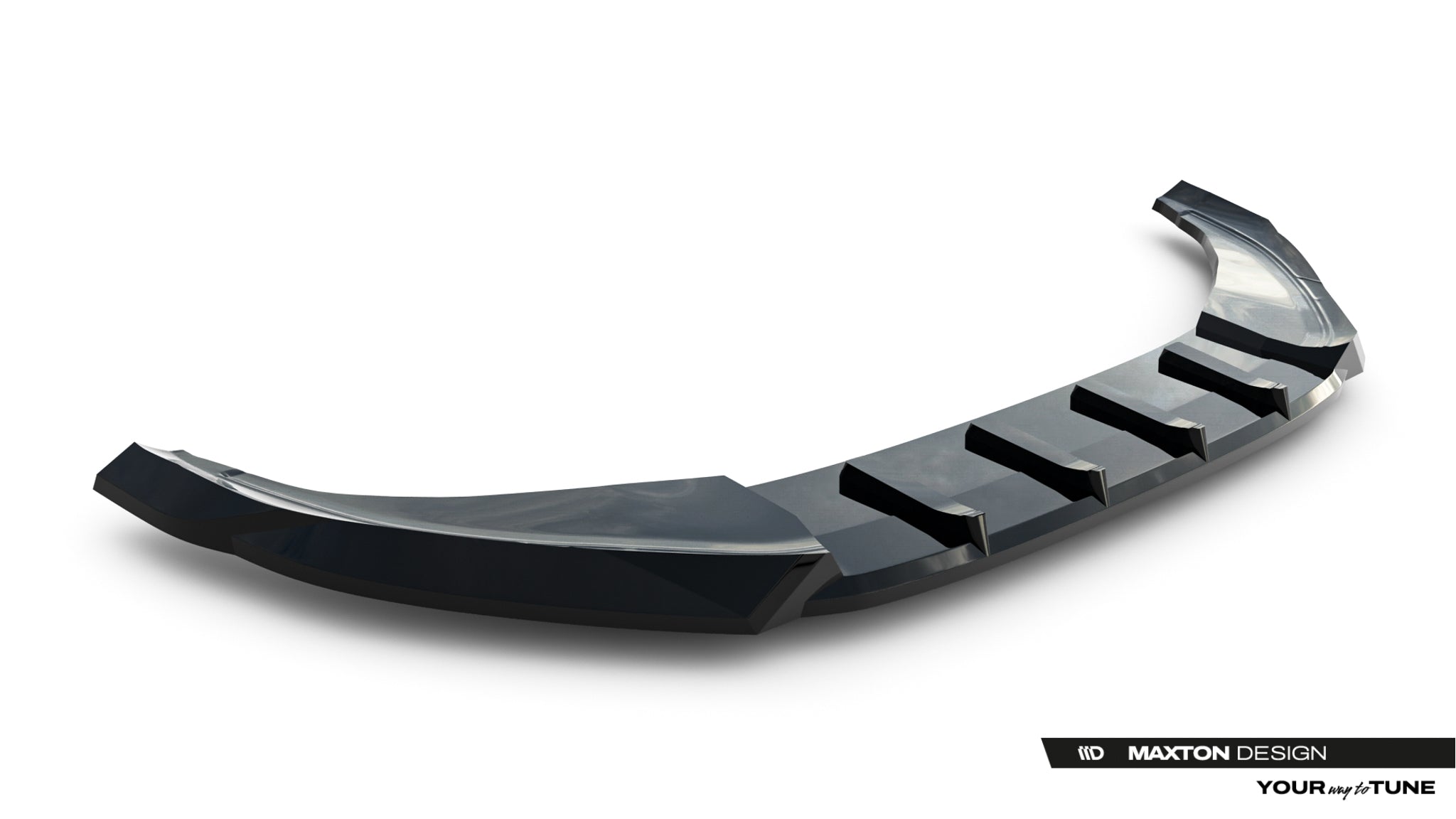 Maxton Design Street+ Spoilerlippe Front Ansatz V.1 passend für VW Tiguan R-Line Mk3 schwarz Hochglanz