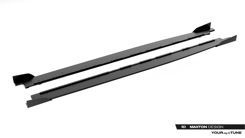 Maxton Design Street Pro Street+ Seitenschweller Leisten + Flaps passend für Cupra Leon ST / Hatchback Aero Mk1 / Mk1 Facelift schwarz Hochglanz