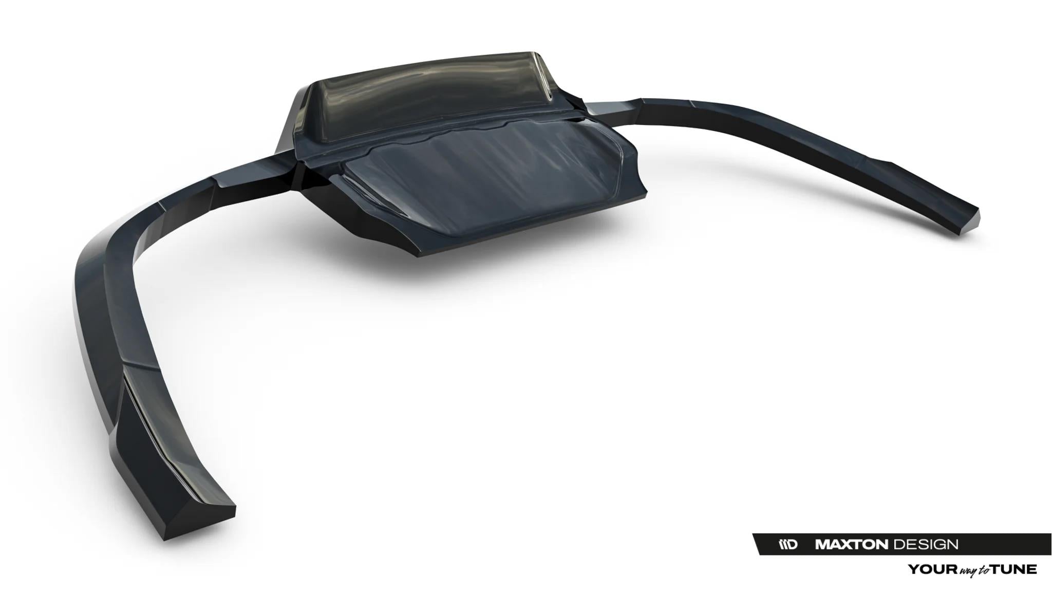 Maxton Design Street+ Mittlerer Diffusor Race Passend für Jaguar F-Pace S X761 Schwarz Hochglanz