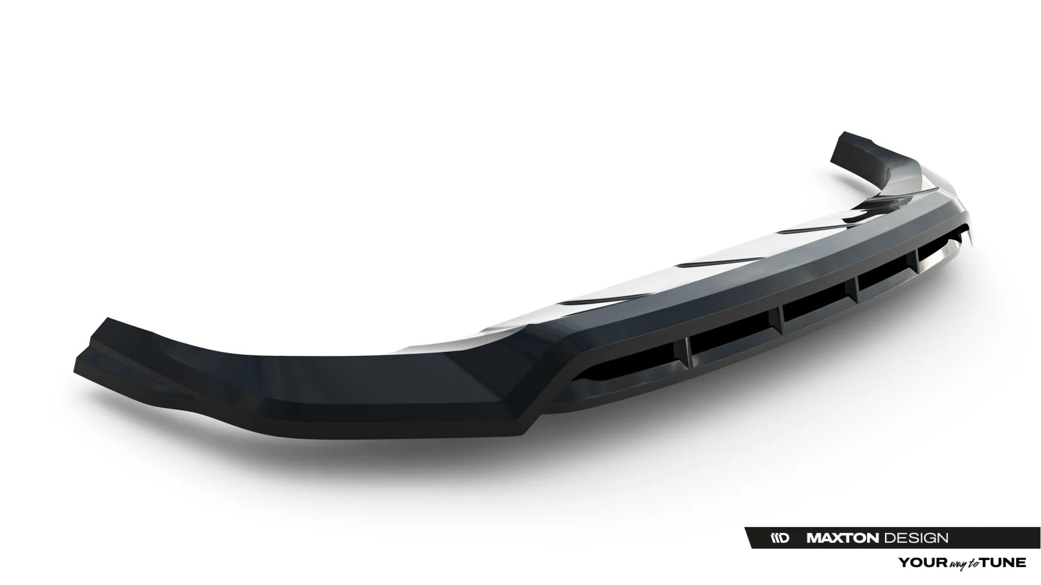 Maxton Design Street+ Spoilerlippe Front Ansatz passend für Porsche Cayenne SUV / Coupe Mk3 Facelift schwarz Hochglanz
