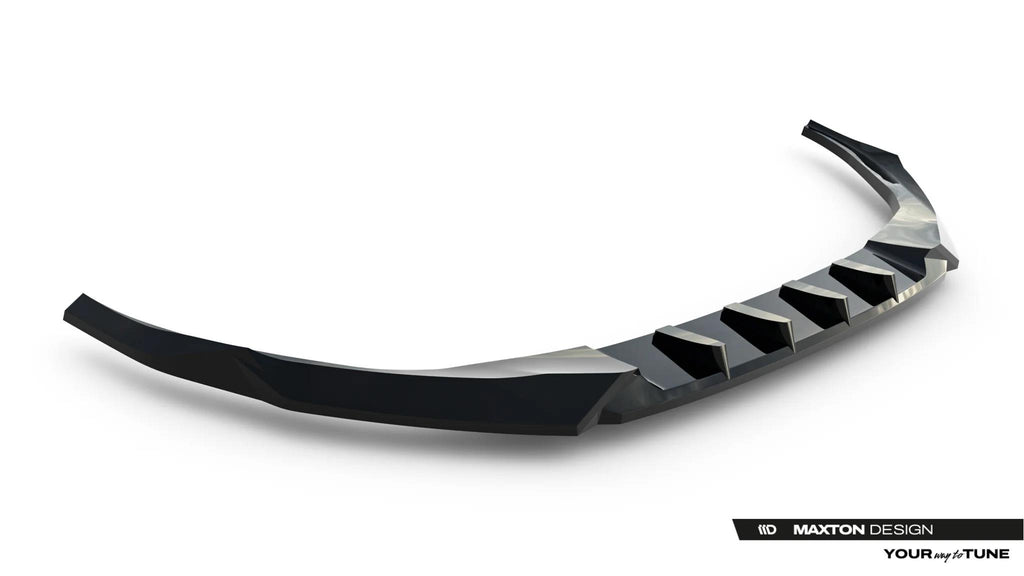 Maxton Design Street+ Spoilerlippe Front Ansatz V.1 Passend für Audi A3 Limousine 8Y Facelift Schwarz Hochglanz