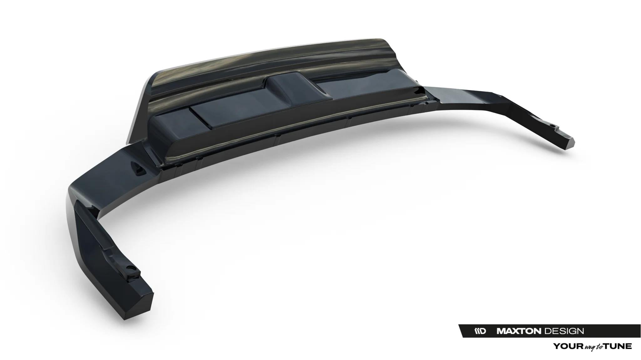 Maxton Design Street+ Mittlerer Diffusor Race Passend für VW Touareg Elegance Mk3 Facelift Schwarz Hochglanz