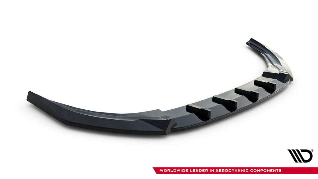 Maxton Design Street+ Spoilerlippe Front Ansatz V.3 passend für VW Golf R Variant Mk8 Facelift schwarz Hochglanz