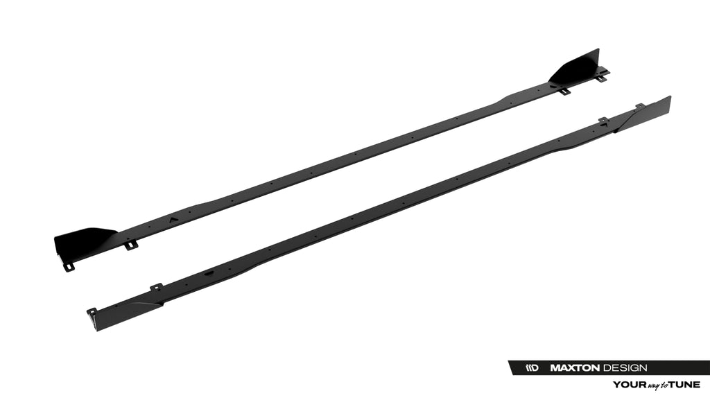 Maxton Design Street Pro Street+ Seitenschweller Leisten + Flaps passend für Audi A5 S-Line / S5 Limousine / Avant B10 schwarz Hochglanz