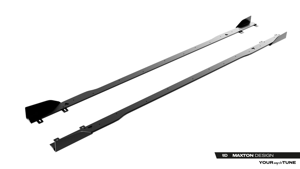 Maxton Design Street Pro Street+ Seitenschweller Leisten + Flaps passend für Audi A5 S-Line / S5 Limousine / Avant B10 schwarz Hochglanz
