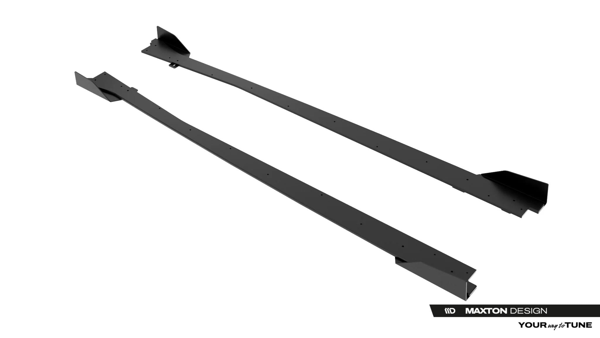 Maxton Design Street Pro Street+ Seitenschweller Leisten + Flaps Passend für Jaguar F-Type X152 Facelift 2 Schwarz Hochglanz