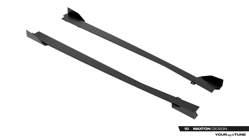 Maxton Design Street Pro Street+ Seitenschweller Leisten + Flaps Passend für Jaguar F-Type X152 Facelift 2 Schwarz Hochglanz