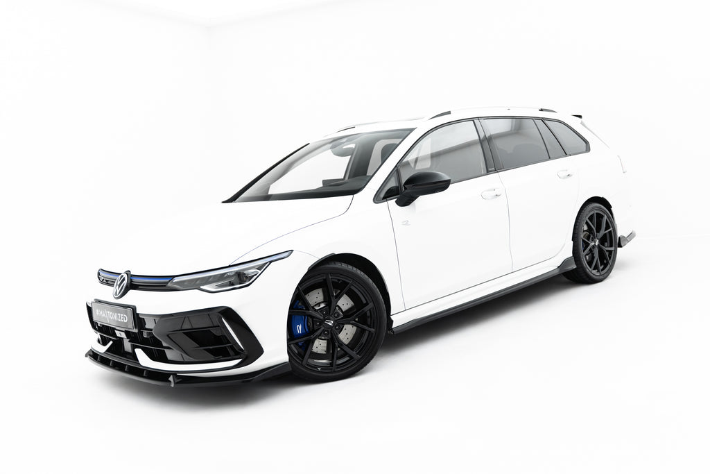 Maxton Design Street+ Seitenschweller Leisten passend für VW Golf R Variant Mk8 / Mk8 Facelift schwarz Hochglanz