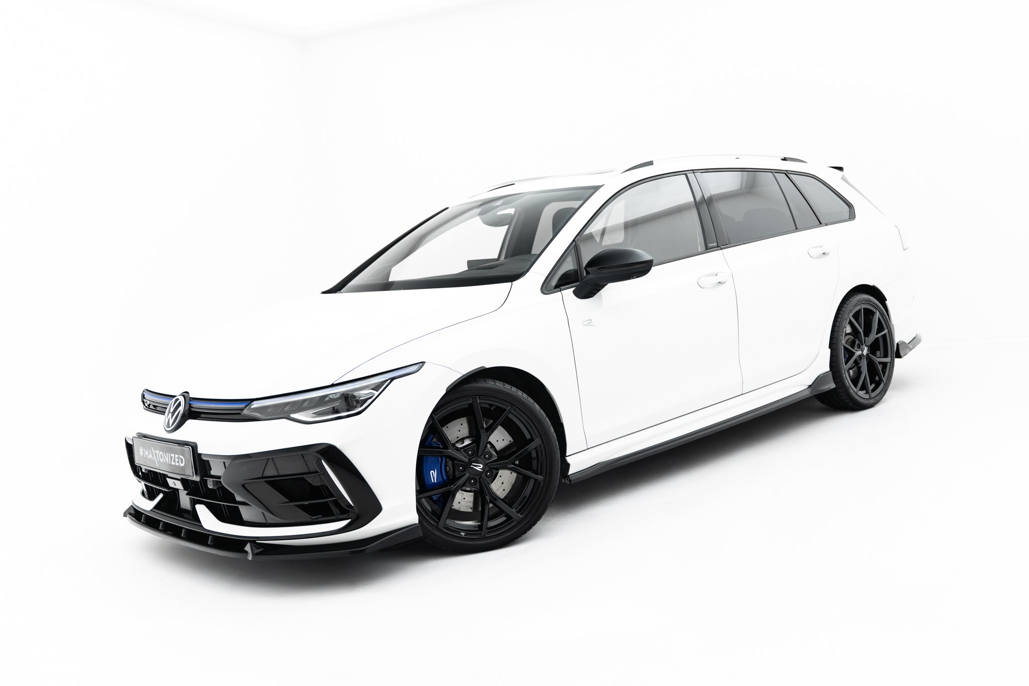 Maxton Design Street+ Seitenschweller Leisten passend für VW Golf R Variant Mk8 / Mk8 Facelift schwarz Hochglanz