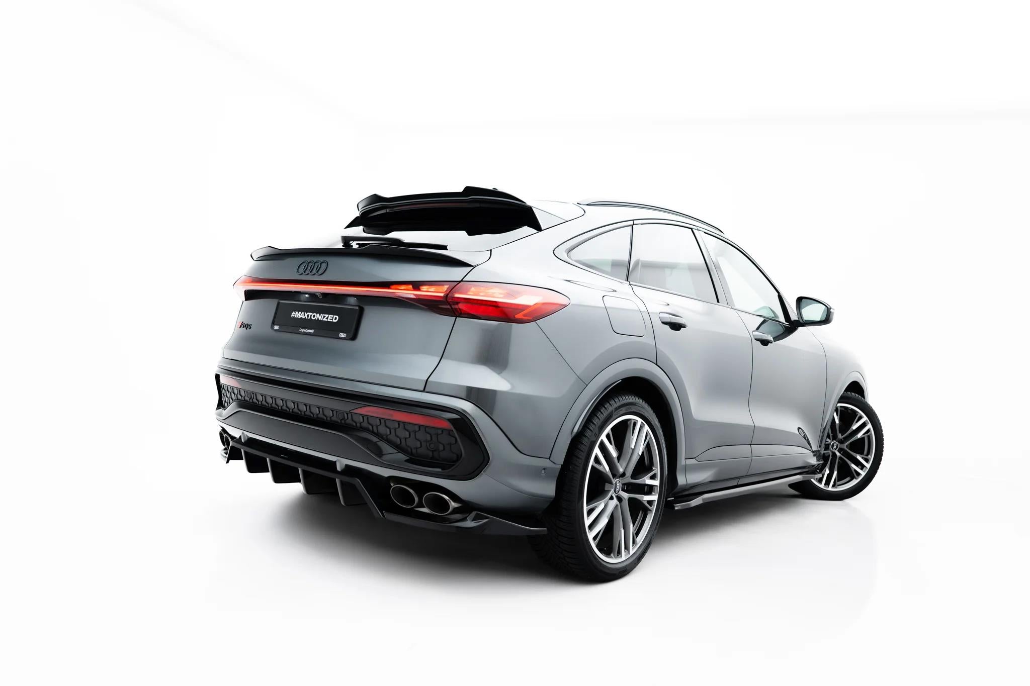 Maxton Design Street+ Mittlerer Diffusor Race Passend für Audi SQ5 Sportback / SUV Mk3 Schwarz Hochglanz