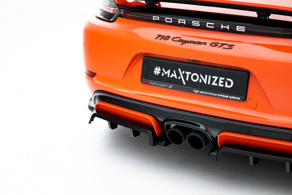 Maxton Design Street+ Mittlerer Diffusor RACE passend für Porsche 718 Cayman GTS 982c schwarz Hochglanz