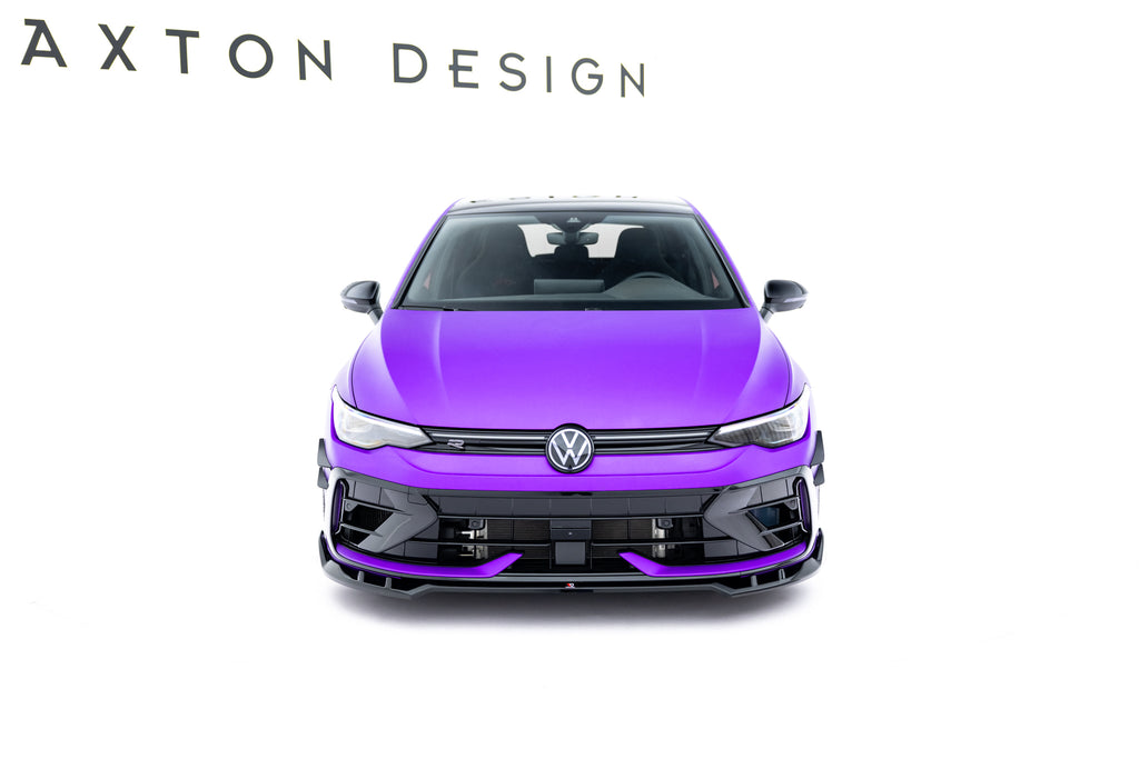 Maxton Design Street+ Spoilerlippe Front Ansatz V.1 passend für VW Golf R Variant Mk8 Facelift schwarz Hochglanz