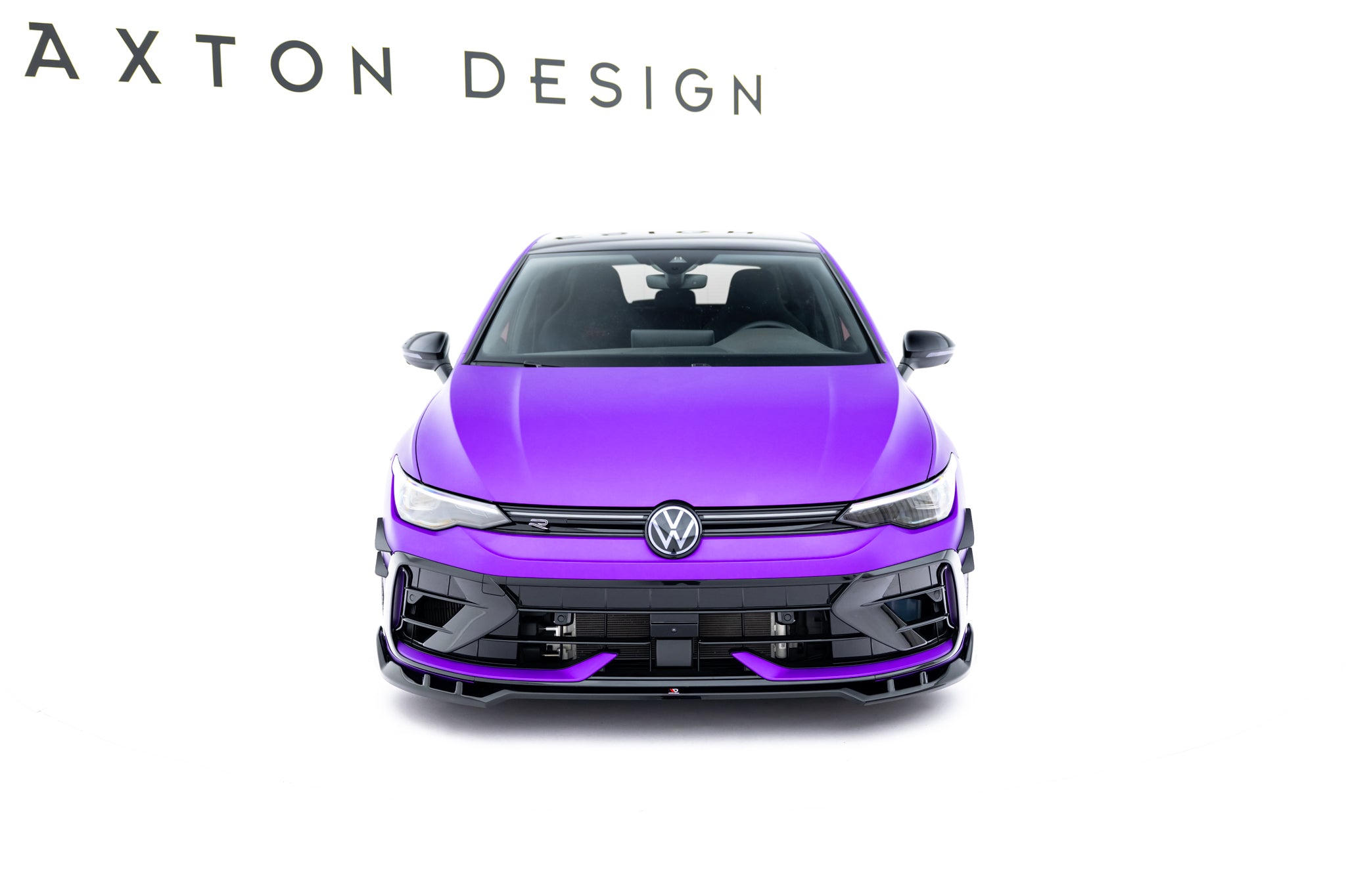 Maxton Design Street+ Spoilerlippe Front Ansatz V.1 passend für VW Golf R Variant Mk8 Facelift schwarz Hochglanz