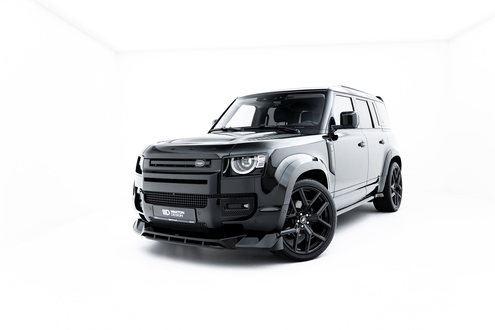 Maxton Design Street+ Spoilerlippe Front Ansatz passend für Land Rover Defender Mk4 schwarz Hochglanz