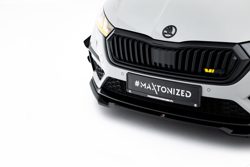 Maxton Design Street+ Spoilerlippe Front Ansatz V.4 passend für Skoda Octavia RS Mk4 schwarz Hochglanz