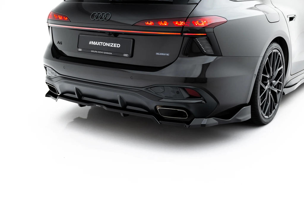 Maxton Design Street+ Mittlerer Diffusor Race Passend für V.4 Audi A6 S-Line C9 Schwarz Hochglanz