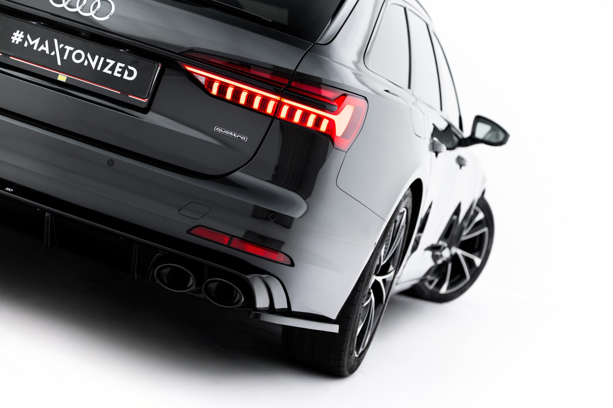 Maxton Design Heck Ansatz Flaps Diffusor passend für Audi A6 Limousine / Avant C8 / C8 Facelift schwarz Hochglanz