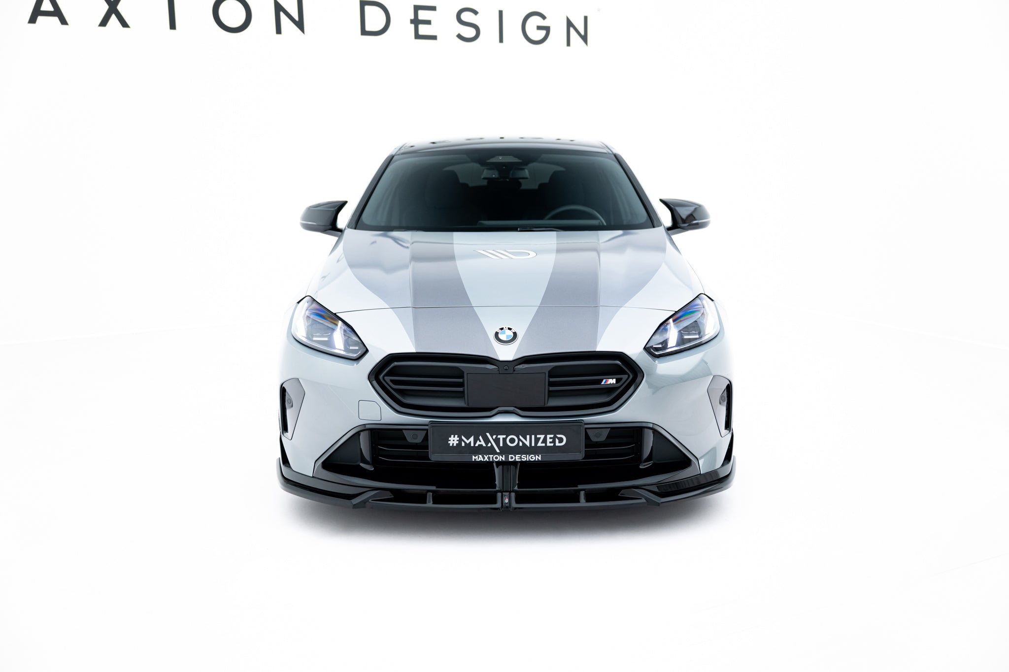 Maxton Design Street+ Spoilerlippe Front Ansatz V.1 passend für BMW M135i M Performance F70 schwarz Hochglanz