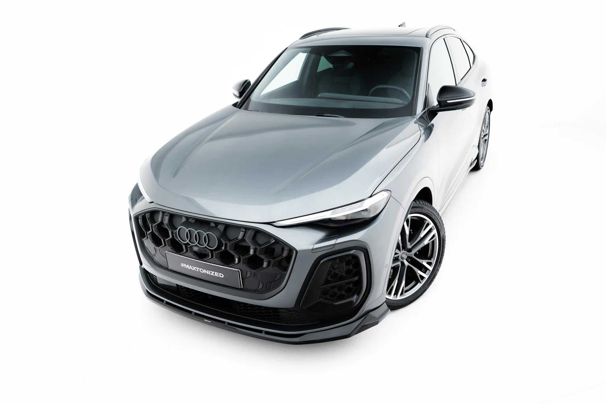 Maxton Design Street+ Spoilerlippe Front Ansatz Passend für Audi SQ5 / Q5 S-Line Sportback / SUV Mk3 Schwarz Hochglanz