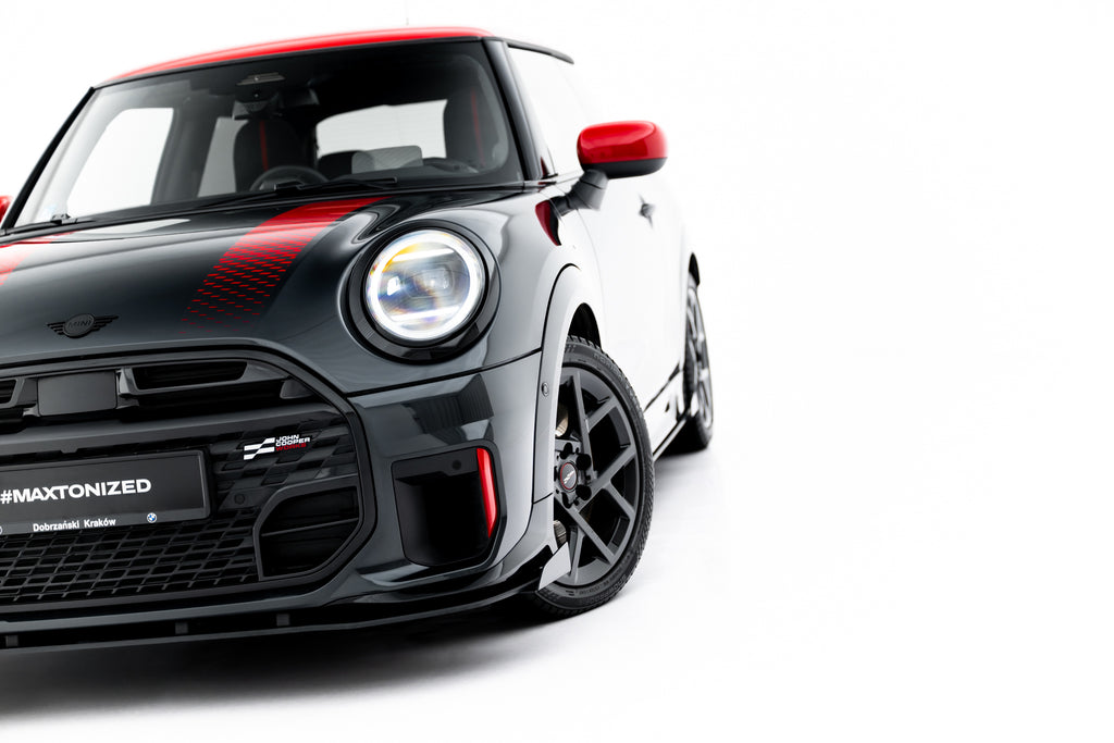 Maxton Design Street Pro Spoilerlippe Front Ansatz + Flaps für Mini Cooper John Cooper Works F65 [2025-] | Schwarz Hochglanz | ABS-Kunststoff