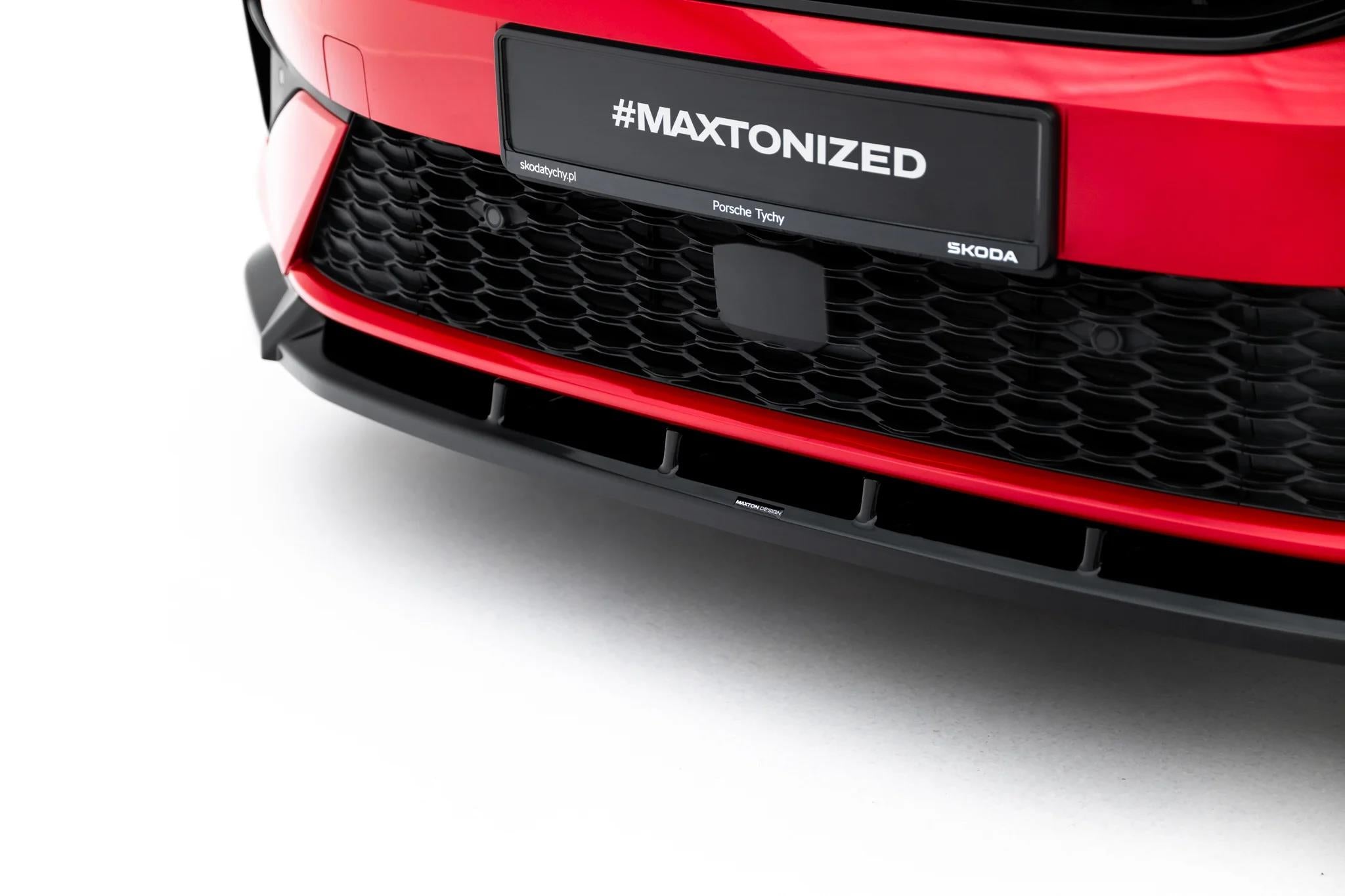 Maxton Design Street+ Spoilerlippe Front Ansatz passend für Skoda Kodiaq RS Mk2 schwarz Hochglanz