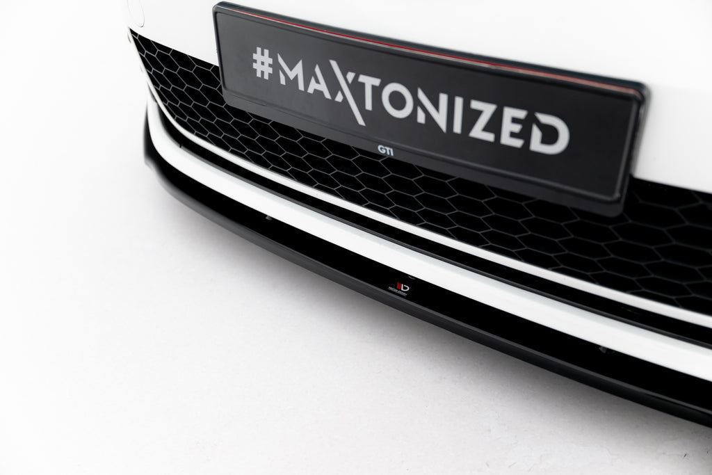 Maxton Design Street+ Spoilerlippe Front Ansatz V.1 passend für VW Golf GTI / GTD Mk7 schwarz Hochglanz