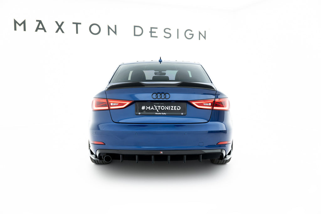Maxton Design Diffusor Heck Ansatz passend für Audi A3 Limousine 8V (Ausführung mit einseitigem Doppelauspuffendrohr)