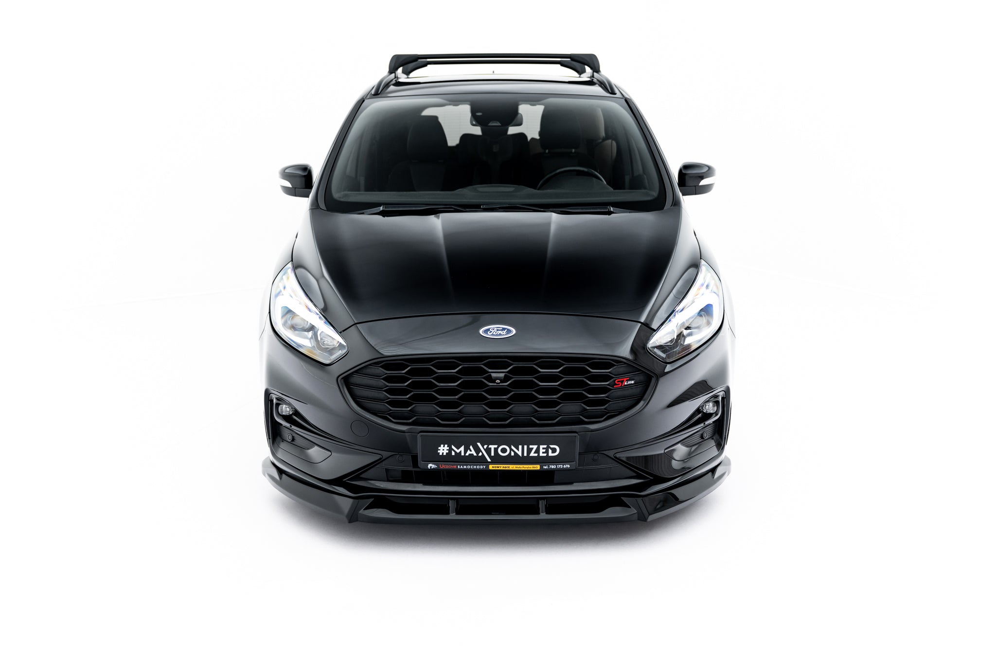 Maxton Design Street+ Spoilerlippe Front Ansatz passend für Ford S-Max ST-Line Mk2 Facelift schwarz Hochglanz