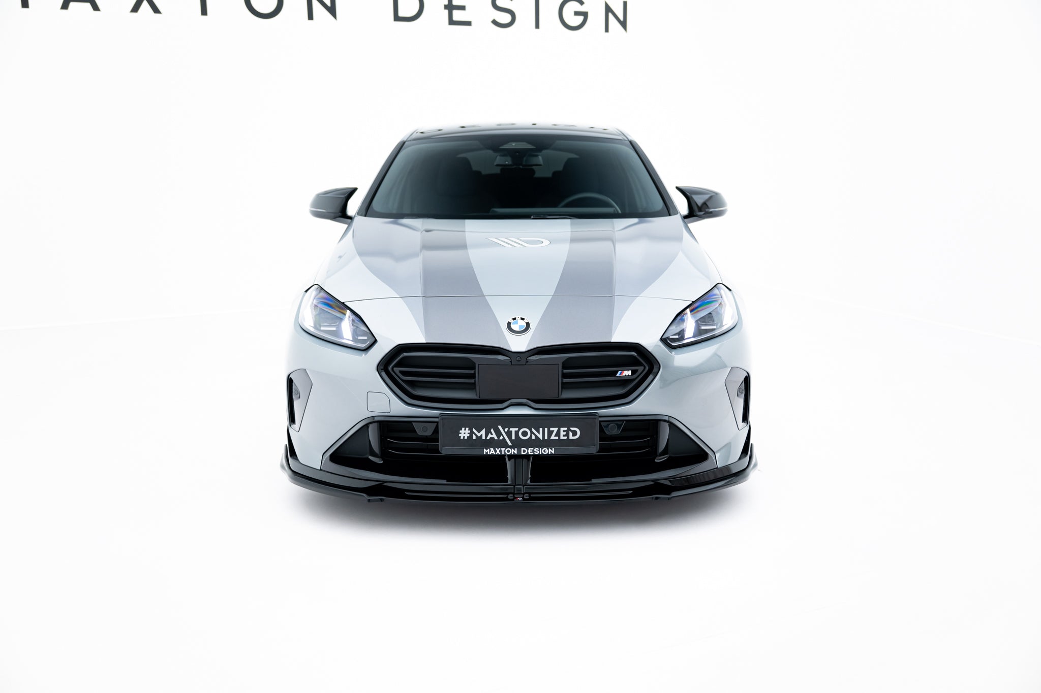 Maxton Design Street+ Spoilerlippe Front Ansatz V.3 passend für BMW M135i M Performance F70 schwarz Hochglanz