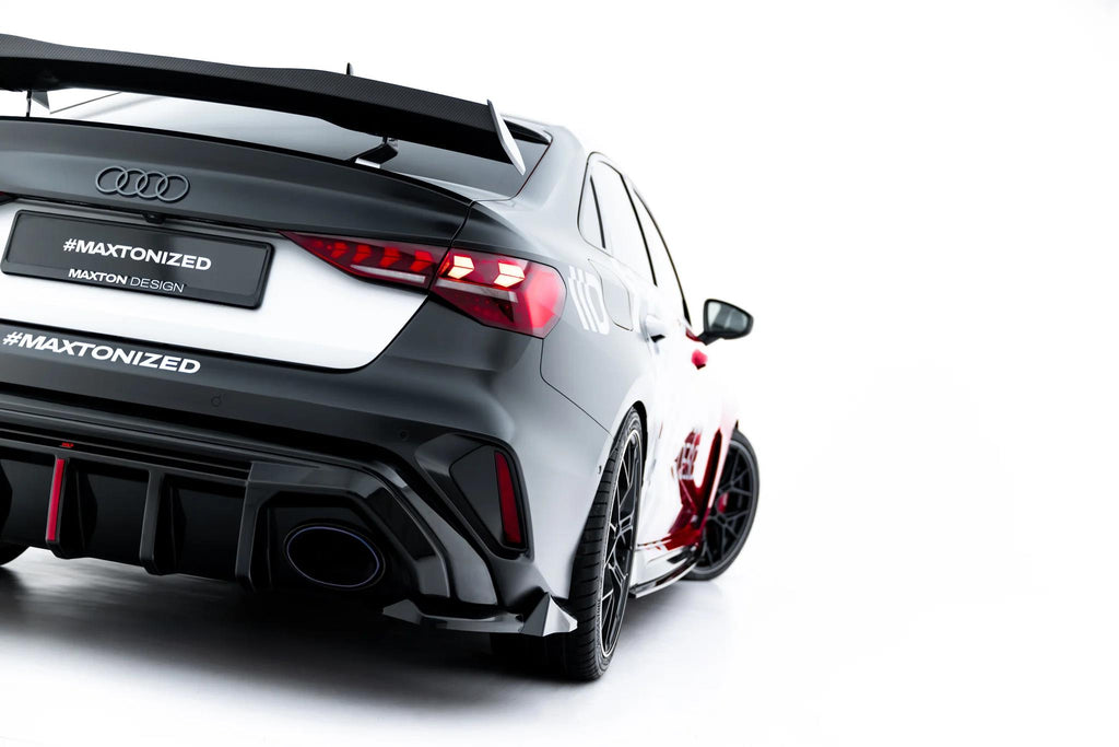 Maxton Design Heck Ansatz Flaps Diffusor V.3 passend für Audi RS3 Limousine 8Y Facelift schwarz Hochglanz