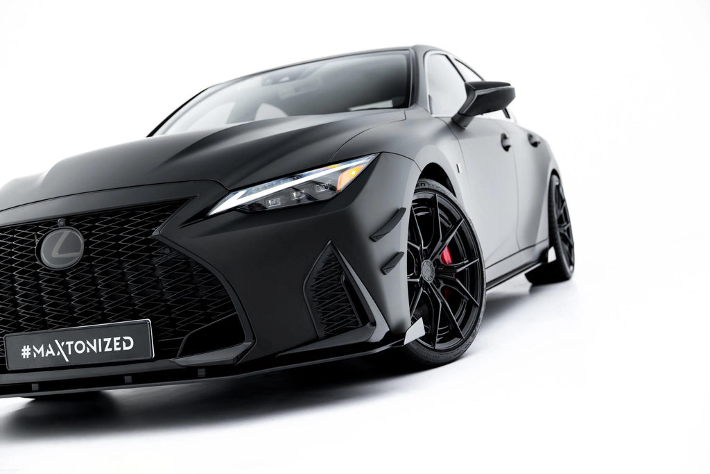 Maxton Design Street Pro Street+ Spoilerlippe Front Ansatz + Flaps passend für Lexus IS 500 Mk3 Facelift 2 (XE30) schwarz Hochglanz