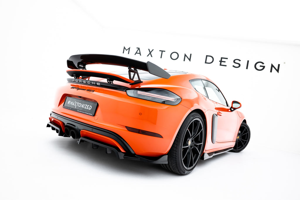 Maxton Design Street+ Mittlerer Diffusor RACE passend für Porsche 718 Cayman GTS 982c schwarz Hochglanz