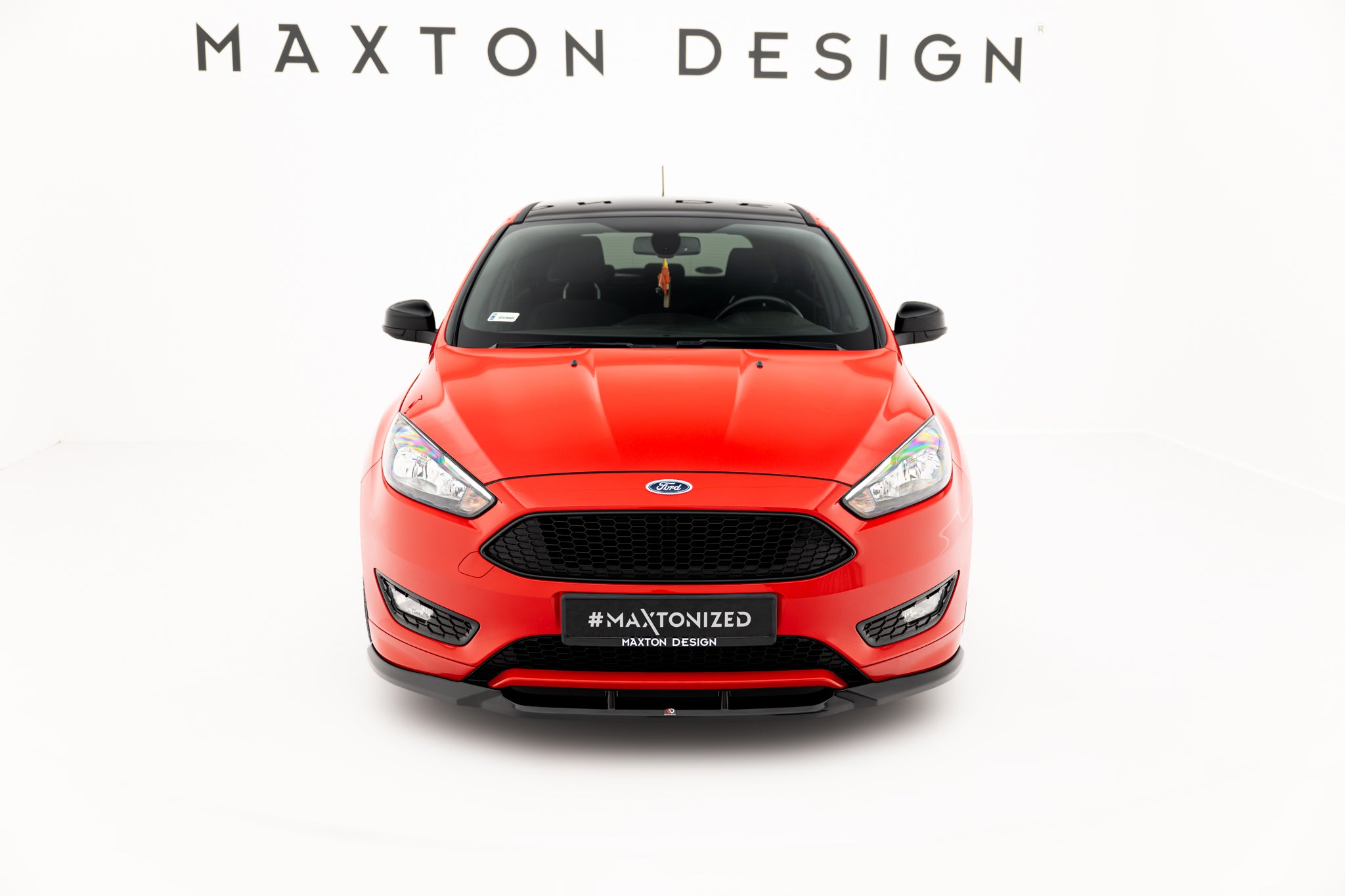 Maxton Design Street+ Spoilerlippe Front Ansatz V.3 passend für Ford Focus ST-Line Mk3 Facelift schwarz Hochglanz