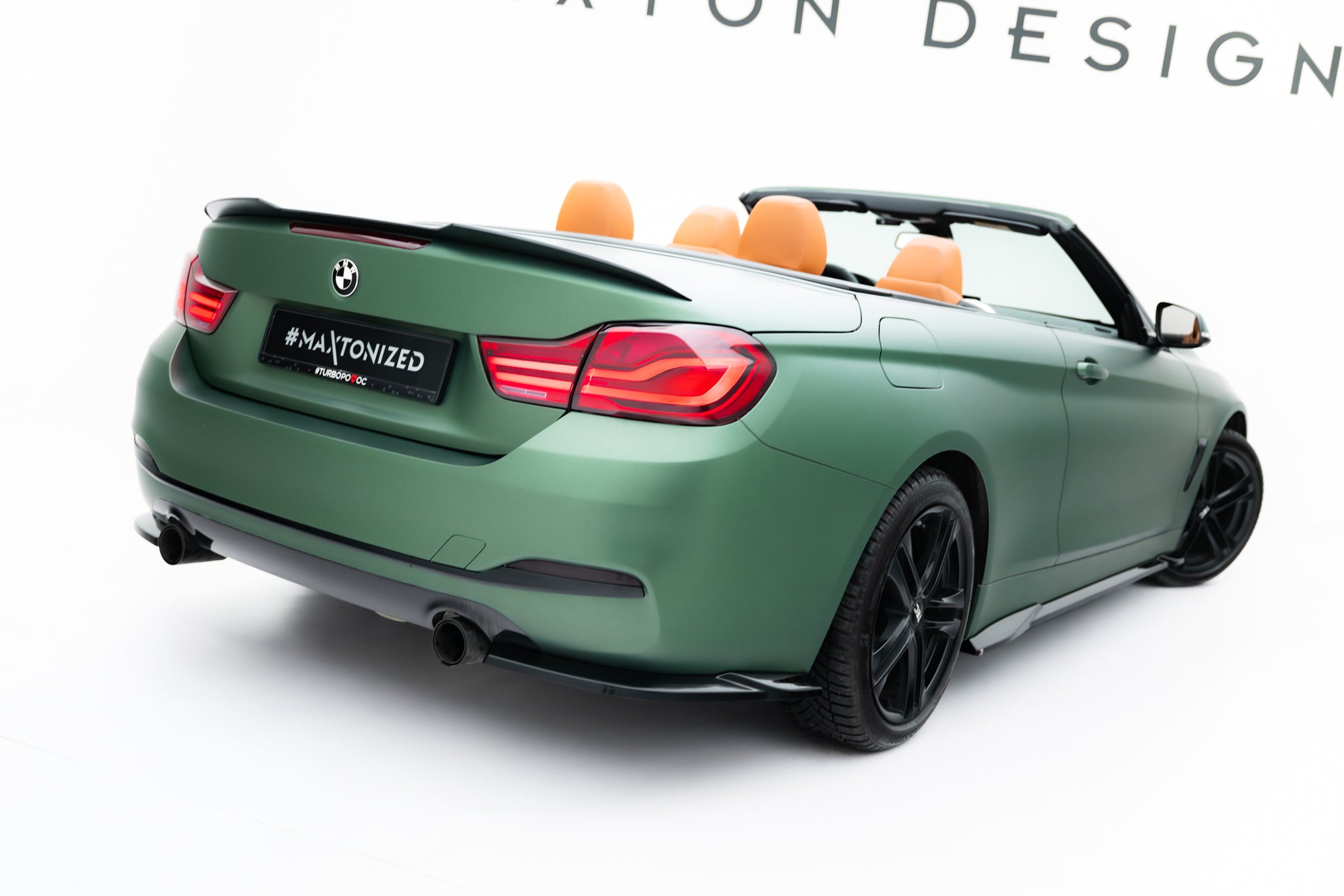 Maxton Design Heck Ansatz Flaps Diffusor passend für BMW 4er Cabrio / Coupe F33 / F32 schwarz Hochglanz