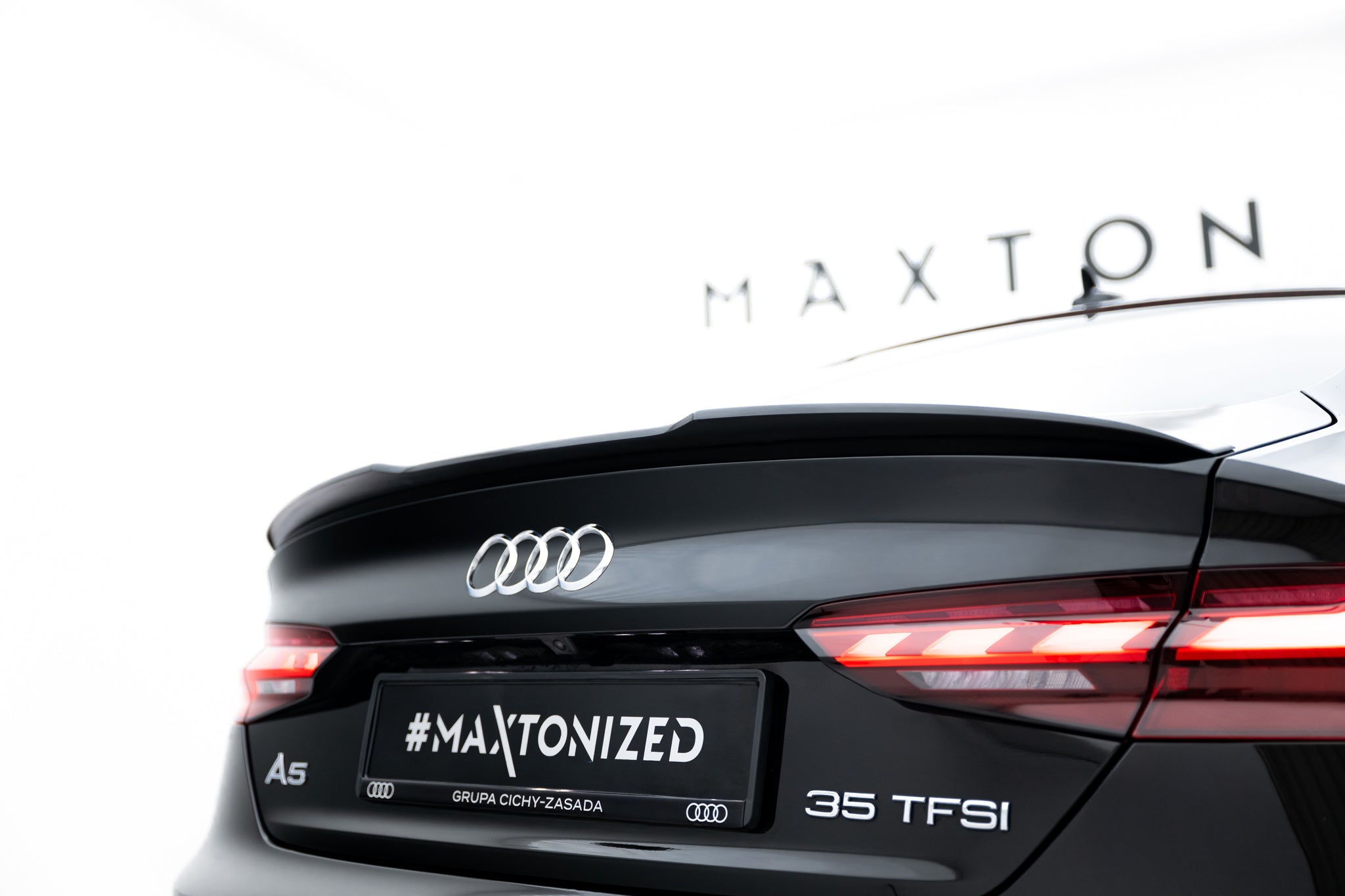 Maxton Design Spoiler CAP V.1 passend für Audi A5 F5 Sportback schwarz Hochglanz