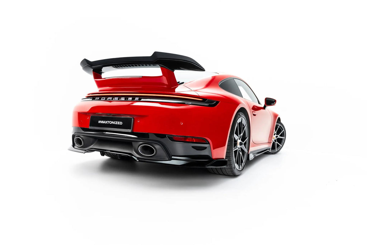 Maxton Design Street+ Mittlerer Diffusor RACE für Porsche 911 Carrera Aero 992 Facelift [2025-] | Schwarz Hochglanz | ABS-Kunststoff