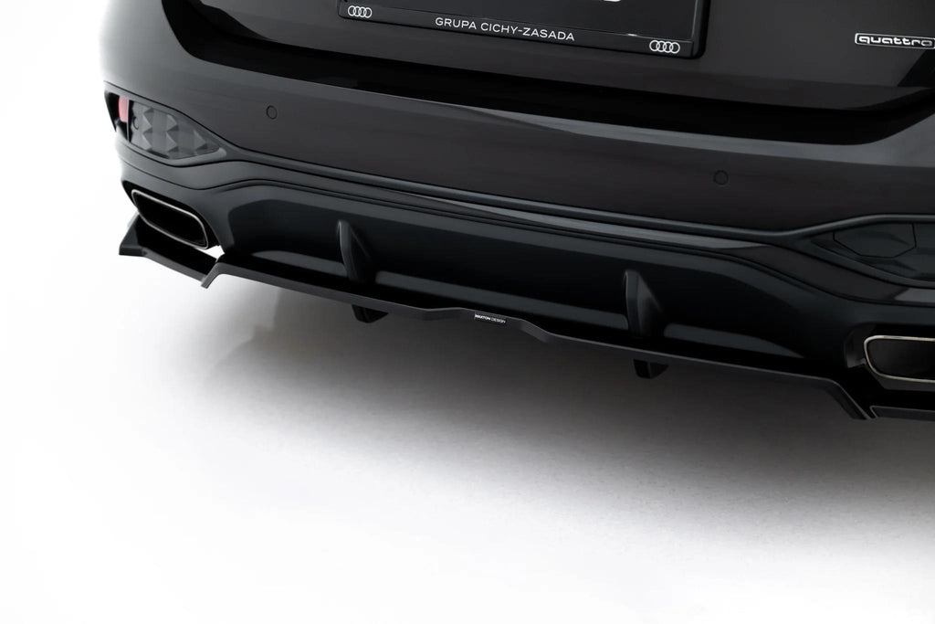 Maxton Design Street+ Mittlerer Diffusor Race Passend für V.3 Audi A6 S-Line C9 Schwarz Hochglanz