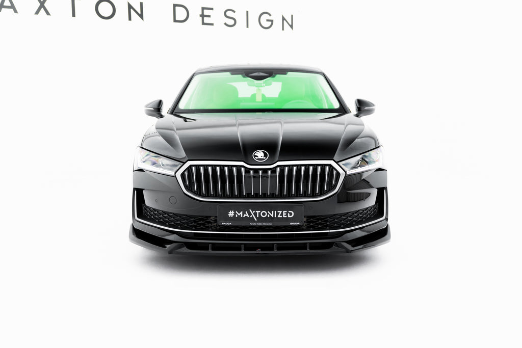 Maxton Design Street+ Spoilerlippe Front Ansatz V.2 passend für Skoda Superb Mk4 schwarz Hochglanz